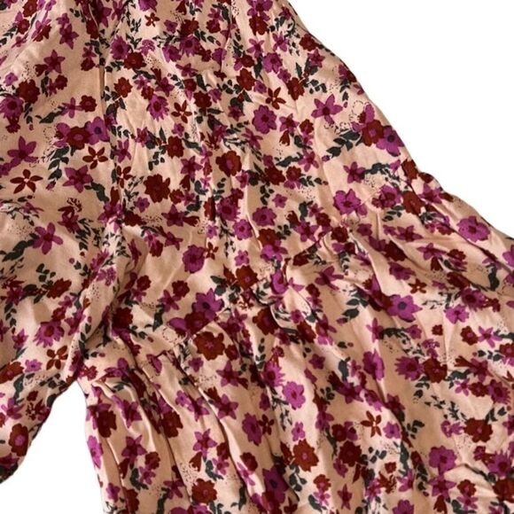 Vici Floral With Pink Tassels Bell Sleeves Rayon Boho Top Size Extra Large - Picture 10 of 13